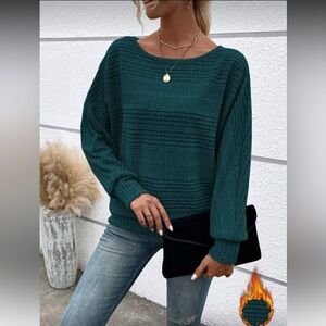 NWOT Emery Rose Batwing Sleeve Sweater, Size Large, Dark Green